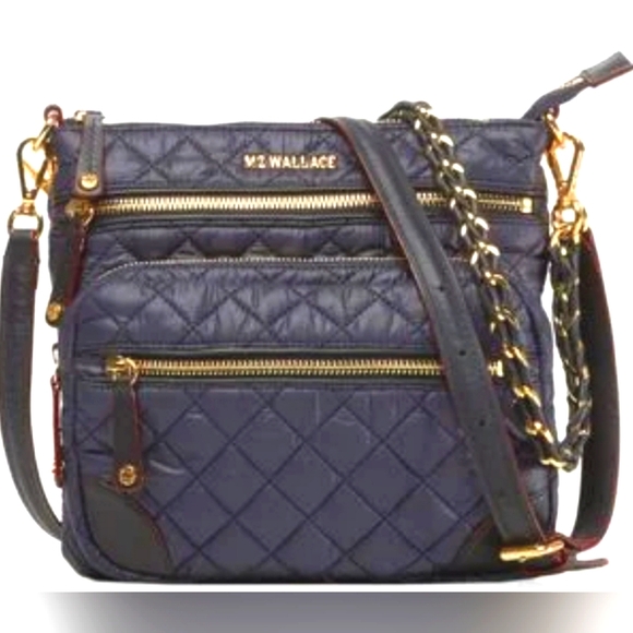 MZ Wallace Handbags - MZ Wallace Navy and Gold Nylon Bag